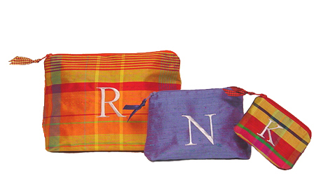 Plaid Monogrammed Cosmetic Bags