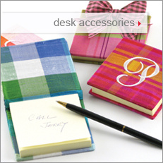 desk accessories: personalized photo albums and note pads