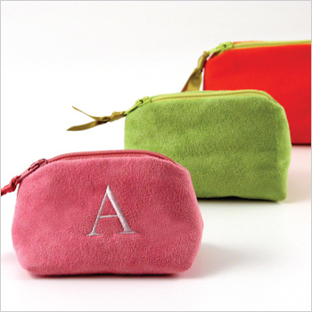 Objects of Desire faux suede personalized coin purses