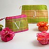 Personalized Plaid Cosmetic Bag - Large Size