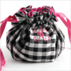 personalized silk gingham jewelry pouch