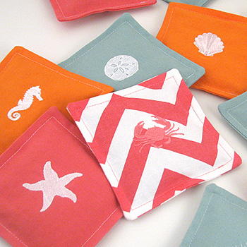 coastal drawer sachet with embroidered icon