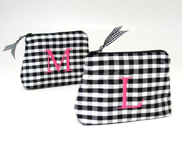 personalized gingham cosmetic bag - small