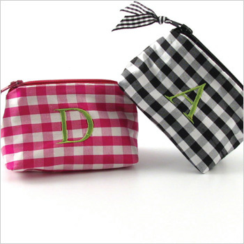 personalized gingham silk coin purse