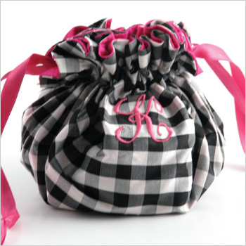 personalized gingham jewelry pouch by Objects of Desire