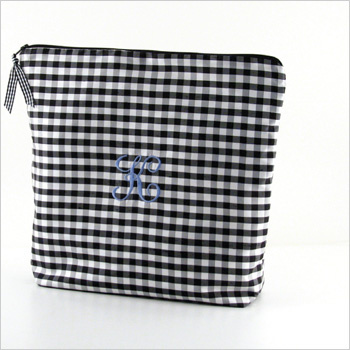 personalized silk gingham lingerie bag