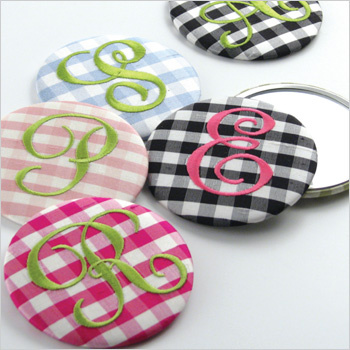 personalized silk gingham purse mirrors
