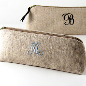 personalized linen brush case