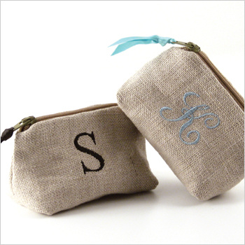 personalized linen coin purse