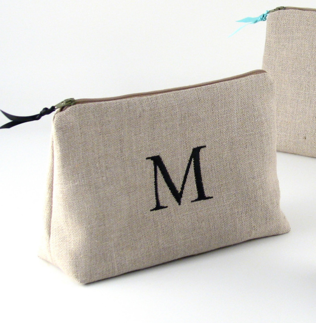 personalized linen cosmetic bag by Objects of Desire