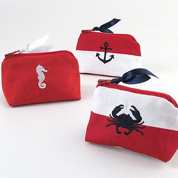 nautical coin purse with embroidered icon