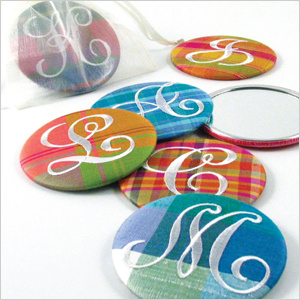 Objects of Desire personalized plaid silk purse mirror