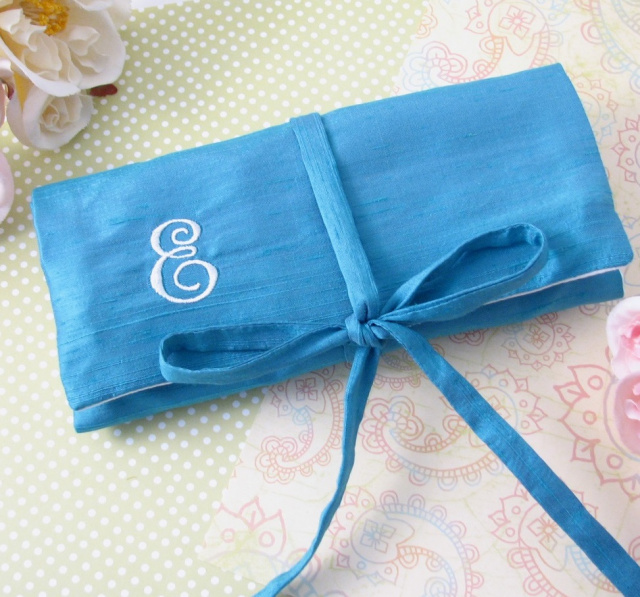 personalized polyester dupioni jewelry roll, monogrammed jewelry cases personalized polyester dupioni jewelry roll, monogrammed jewelry cases