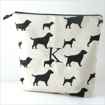 Personalized printed cotton lingerie bag by Objects of Desire is monogrammed with a single initial of your choice.