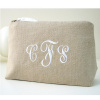 Monogrammed Linen Makeup Bag